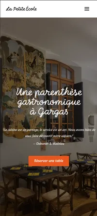 Site internet du restaurant gastronomique La Petite École à Gargas, ancienne école transformée en destination culinaire du Lubéron